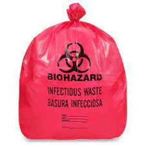 DESCRIPTION: (1) CASE OF (100) BIOHASZARD TRASH LINER INFORMATION: RED RETAIL$: $60.300 EA SIZE: 30 GALLON QTY: 1