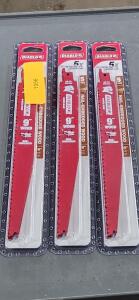 DESCRIPTION: (3) PACKS OF (5) BI-METAL RECIPROCATING SAW BLADES BRAND/MODEL: DIABLO DS0912BW55 RETAIL$: $29.23 EA SIZE: 9" QTY: 3