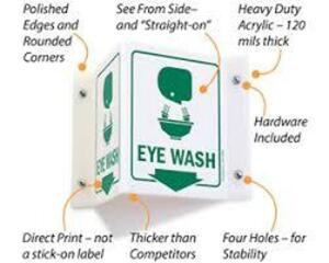 DESCRIPTION: (5) EMERGENCY EYEWASH SIGN BRAND/MODEL: MYSAFETY RETAIL$: $12.58 EA QTY: 5