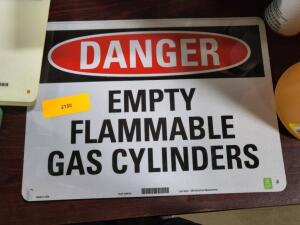 DESCRIPTION: (2) EMPTY FLAMMABLE GAS CYLINDER BRAND/MODEL: BRADY #34MT80 RETAIL$: $9.30 EA QTY: 2