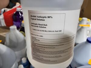 DESCRIPTION: (2) ALCOHOL ANTISEPTIC BRAND/MODEL: TOPICAL SOLUTION HAND RUB INFORMATION: 0.8 RETAIL$: $40.00 EA SIZE: 1 GALLON QTY: 2