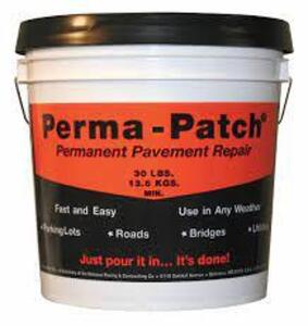 DESCRIPTION: (2) COLD PATCH BRAND/MODEL: PERMA-PATCH #55EK38 INFORMATION: 1-2 DAY FULL CURE TIME RETAIL$: $25.73 EA SIZE: 60 LB QTY: 2