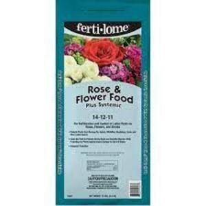 DESCRIPTION: (2) 4 LB. BAGS OF ROSE & FLOWER FOOD WITH SYSTEMIC INSECTICIDE 14-12-11 BRAND/MODEL: FERTI-LOME 10846-0515-WP RETAIL$: $7.15 EACH LOCATIO