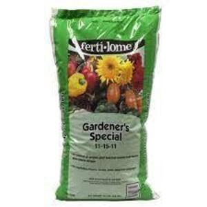 DESCRIPTION: (3) 4 LB. BAGS OF GARDENER'S SPECIAL FERTILIZER 11-15-11 BRAND/MODEL: FERTI-LOME 10784-0418-YS RETAIL$: $8.00 EACH LOCATION: RETAIL SHOP