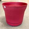 DESCRIPTION: (9) 12" SATURN PLASTIC PLANTER-UNION RED BRAND/MODEL: BLOEM RETAIL$: $17.99 EACH SIZE: 12.3" WIDTH LOCATION: STORE - 2