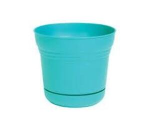 DESCRIPTION: (9) 10" SATURN PLASTIC PLANTER-TEAL BRAND/MODEL: BLOEM RETAIL$: $7.99 EACH SIZE: 9.8" WIDTH LOCATION: STORE