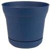 DESCRIPTION: (4) 10" SATURN PLASTIC PLANTER- DEEP BLUE SEA BRAND/MODEL: BLOEM RETAIL$: $7.99 EACH SIZE: 9.8" WIDTH LOCATION: STORE