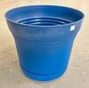 DESCRIPTION: (3) 10" SATURN PLASTIC PLANTER- DEEP BLUE SEA BRAND/MODEL: BLOEM RETAIL$: $7.99 EACH SIZE: 9.8" WIDTH LOCATION: STORE - 2