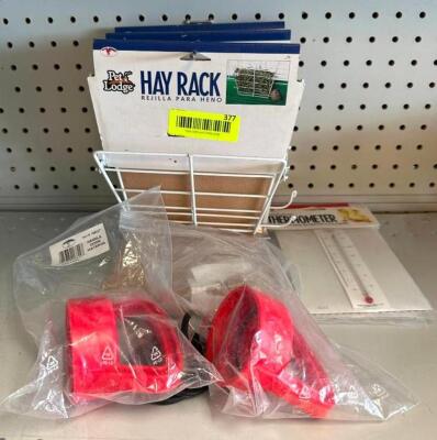 DESCRIPTION: ASSORTED HAY RACKS AND SUPPLIES AS SHOWN LOCATION: STORE