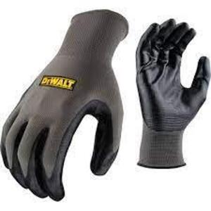 DESCRIPTION: (48) ULTRADEX SMOOTH NITRILE DIP WORK GLOVES- LARGE BRAND/MODEL: DEWALT DPG73TL RETAIL$: $3.49 EACH SIZE: LARGE LOCATION: STORE