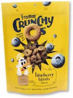 DESCRIPTION: (12) BAGS OF BLUEBERRY BLASTS CRUNCHY O'S BRAND/MODEL: FROMM LOCATION: RETAIL SHOP QTY: 12