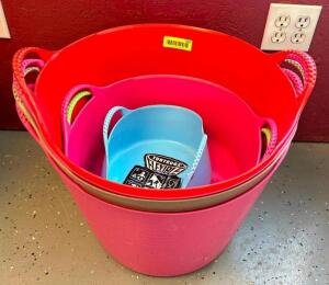 DESCRIPTION: (7) ASSORTED FLEXIBLE TUBTRUGS WITH HANDLES LOCATION: RETAIL SHOP QTY: 7