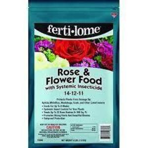 DESCRIPTION: (8) 4 LB. BAGS OF ROSE & FLOWWER FOOD PLUS SYSTEMIC (14-12-11) BRAND/MODEL: FERTI-LOME LOCATION: STOCK ROOM QTY: 8