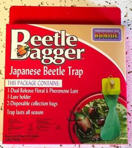 DESCRIPTION: (24) BEETLE BAGGER JAPANESE BEETLE TRAPS BRAND/MODEL: BONIDE LOCATION: STOCK ROOM QTY: 24