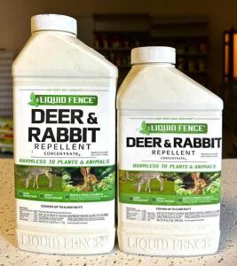 DESCRIPTION: (2) 32 OZ. AND (1) 40 OZ. BOTTLE OF DEER & RABBIT REPELLENT CONCENTRATE BRAND/MODEL: LIQUID FENCE LOCATION: STOCK ROOM QTY: 3