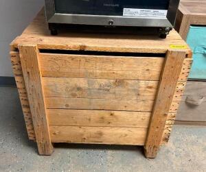 DESCRIPTION: WOODEN CRATE SIZE: 27"X31"X28" LOCATION: OFFICE QTY: 1