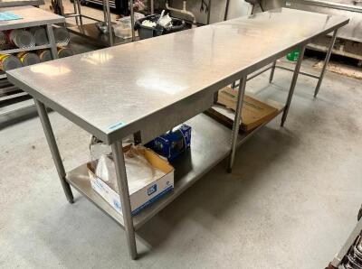 10' X 30" STAINLESS TABLE W/ UNDER SHELF