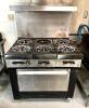 SIX BURNER GAS RANGE W/ LOWER OVEN.