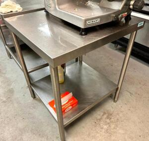 30" X 30" STAINLESS TABLE W/ UNDER SHELF.