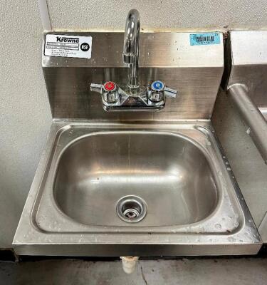 KROWNE WALL MOUNTED STAINLESS HAND SINK.