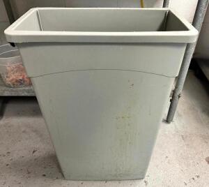 (2) 20 GALLON BAR SIDE TRASH CANS. ( TAN )