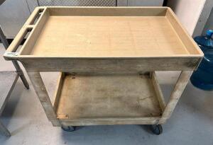 40" X 25" TWO TIER TAN PLASTIC UTILITY CART