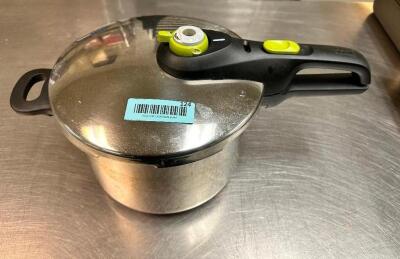 (2) T FAL STAINLESS PRESSURE POTS