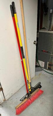 (1) PUSH BROOM AND (2) SQUEEGEES