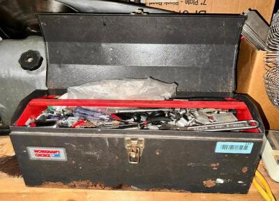 TOOL BOX AND CONTENTS - ASSORTED HAND TOOLS
