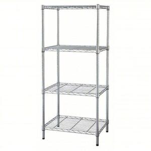 DESCRIPTION: (1) WIRE SHELVING UNIT BRAND/MODEL: PRODUCT NUMBER #1ANZ9 INFORMATION: CHROME RETAIL$: $353.08 EA SIZE: 4 SHELVES, 48" X 24" X 74" QTY: 1