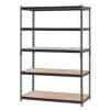 DESCRIPTION: (1) HEAVY DUTY STORAGE RACKBRAND/MODEL: MUSCLE RACKINFORMATION: BLACK METAL, WOOD SHELVES, SEE INSPECTIONRETAIL$: $159.00 EASIZE: 24" X 48"QTY: 1