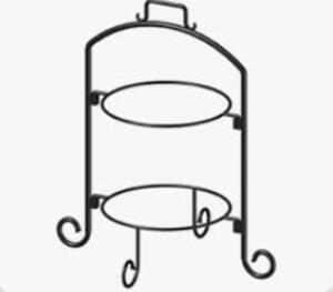 DESCRIPTION: (1) PLATE STAND BRAND/MODEL: INTERNATIONAL TABLEWARE #IWR-102 INFORMATION: BLACK, IRON RETAIL$: $52.88 EA SIZE: 2 TIER QTY: 1