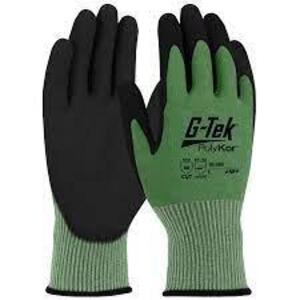 DESCRIPTION: (7) PAIRS OF POLYURETHANE DIPPED WORK GLOVES BRAND/MODEL: G-TEK #16-665 INFORMATION: GREEN RETAIL$: $9.18 PER PAIR SIZE: SIZE SMALL, 7 QT