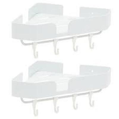 DESCRIPTION: (2) BATHROOM CORNER SHELF BRAND/MODEL: JUVALE #LJ-LJWYU-051121-01-1 INFORMATION: WHITE RETAIL$: $26.99 TOTAL SIZE: 12.5" X 8.25" X 1.75"