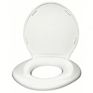 DESCRIPTION: (1) TOILET SEAT BRAND/MODEL: BIG JOHN #26X645 INFORMATION: WHITE RETAIL$: $77.15 EA SIZE: PLASTIC, SLOW CLOSE HINGE, 1 1/2 IN SEAT HT, 20