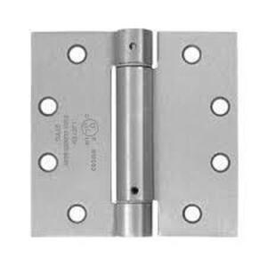 DESCRIPTION: (6) SPRING HINGE BRAND/MODEL: DELTANA #DSH45U32D INFORMATION: BRUSHED STAINLESS STEEL RETAIL$: $29.49 EA SIZE: 4.5" X 4.5" X 3.4 SP QTY: