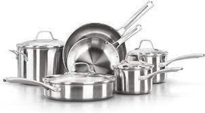 DESCRIPTION: (1) QUICK HEATING 10 PC POT AND PAN SET BRAND/MODEL: CALPHALON CLASSIC INFORMATION: STAINLESS RETAIL$: $200.00 EA QTY: 1