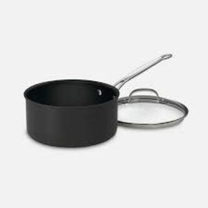 DESCRIPTION: (1) SAUCEPAN WITH COVER BRAND/MODEL: CUISINART INFORMATION: BLACK RETAIL$: $47.89 EA SIZE: 3 QT QTY: 1