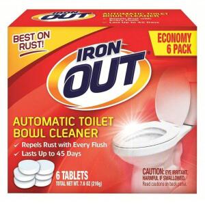 DESCRIPTION: (3) BOXES OF (6) RUST STAIN REMOVER BRAND/MODEL: IRON OUT #60MM39 RETAIL$: $65.12 TOTAL SIZE: 7.6 OZ TOTAL QTY: 3