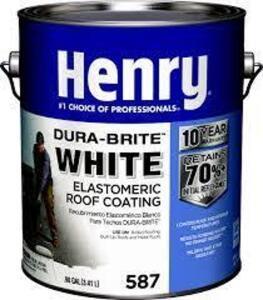 DESCRIPTION: (1) DURABRITE ELASTOMERIC ROOF COATING BRAND/MODEL: HENRY INFORMATION: WHITE RETAIL$: $229.60 EA SIZE: 1 GALLON QTY: 1