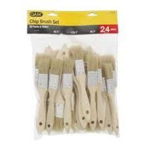 DESCRIPTION: (3) CHIP BRUSH SET BRAND/MODEL: GAM #180507 INFORMATION: 24 PIECES FOR STAIN AND PAINTS RETAIL$: $15.47 EA SIZE: 2" QTY: 3