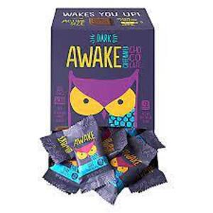 DESCRIPTION: (2) BOXES OF (6) BAGS OF (10) CAFFEINATED DARK CHOCOLATE BRAND/MODEL: AWAKE RETAIL$: $7.50 PER BAG QTY: 2