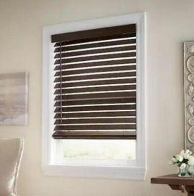 ESPRESSO CORDLESS ROOM DARKENING 2.5 IN. PREMIUM FAUX WOOD BLIND FOR WINDOW - 47 IN. W X 64 IN. L