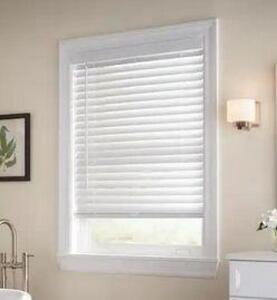 WHITE CORDLESS ROOM DARKENING 2 IN. FAUX WOOD BLIND FOR WINDOW - 34 IN. W X 48 IN. L