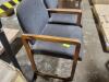 DESCRIPTION: (2) USED OFFICE WAITING CHAIRS, GUEST CHAIRS BRAND/MODEL: WOODEN MALLET INFORMATION: GREY RETAIL$: $257.99 EA SIZE: WOODEN ARMS AND LEGS, - 4