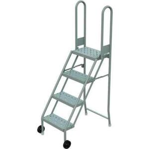 DESCRIPTION: (1) FOLDING ROLLING STEP LADDER BRAND/MODEL: TRI-ARC #911648-5 INFORMATION: STEEL, GRAY RETAIL$: $407.14 EA SIZE: 4 STEP. 450 LB CAPACITY