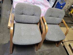 DESCRIPTION: (2) USED OFFICE WAITING CHAIRS, GUEST CHAIRS BRAND/MODEL: BRANNT INFORMATION: GREY RETAIL$: $269.73 EA QTY: 2