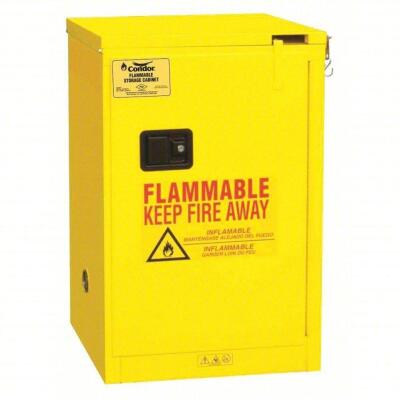 DESCRIPTION: (1) FLAMMABLES SAFETY CABINET, COUNTERTOP BRAND/MODEL: CONDOR #45AE83 INFORMATION: YELLOW RETAIL$: $691.71 EA SIZE: 4 GAL, 17 1/2 IN X 18