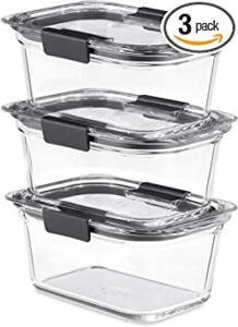 DESCRIPTION: (1) 3 PIECE FOOD STORAGE CONTAINER SET BRAND/MODEL: RUBBERMAID RETAIL$: $30.00 EA QTY: 1