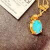 AGATE POLISH STONE SING WITH GOLD CHAIN - 2